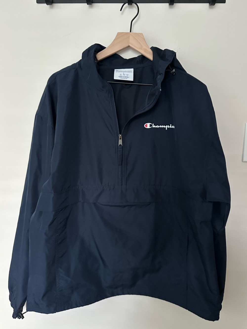 Champion Navy Half-Zip Hooded Windbreaker Pullover